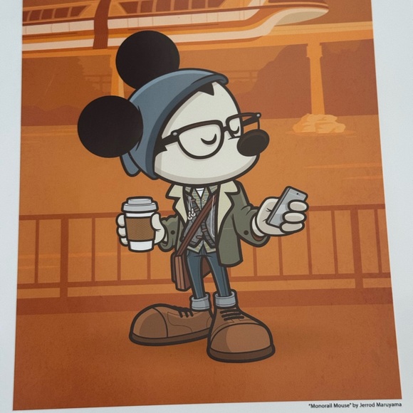 Stylish Cartoon Wall Art with Black and Brown Accents